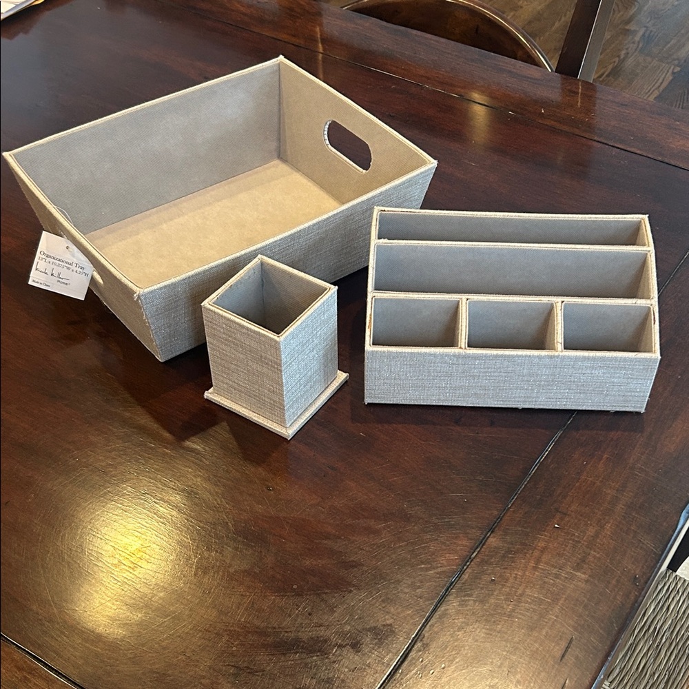 Nicole Miller Beige Desk Organizer Set